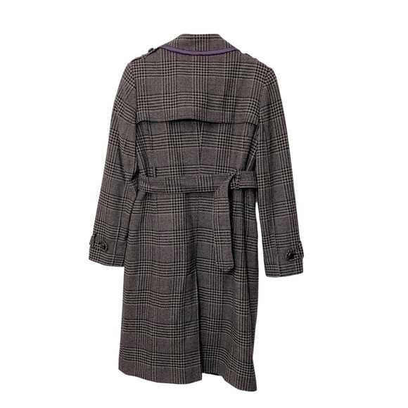 Kenneth Cole Wool Blend Houndstooth Dress Coat | Purple Brown Grey | Siz… - Picture 10 of 10
